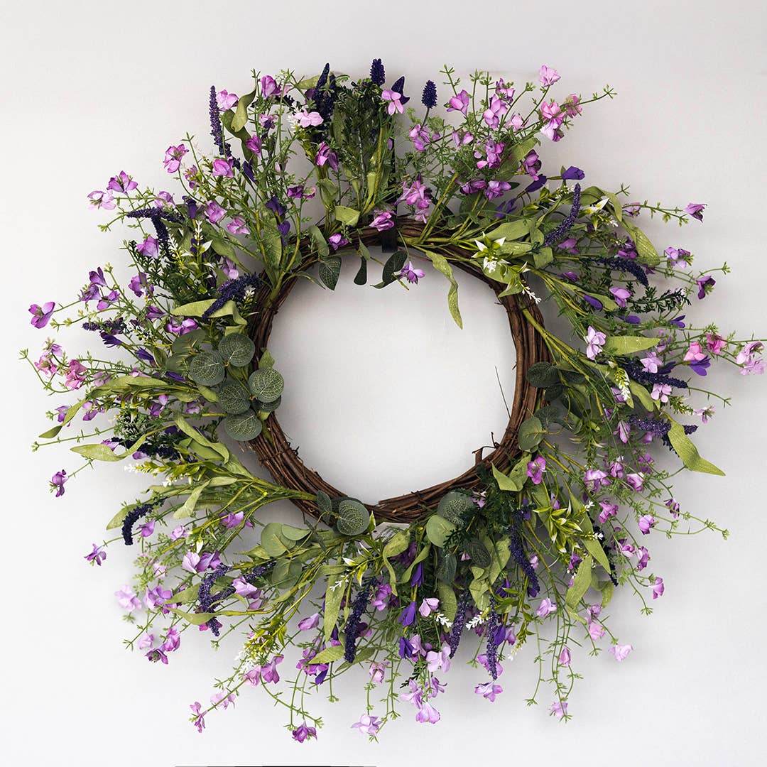 16" Purple Flower Wreath