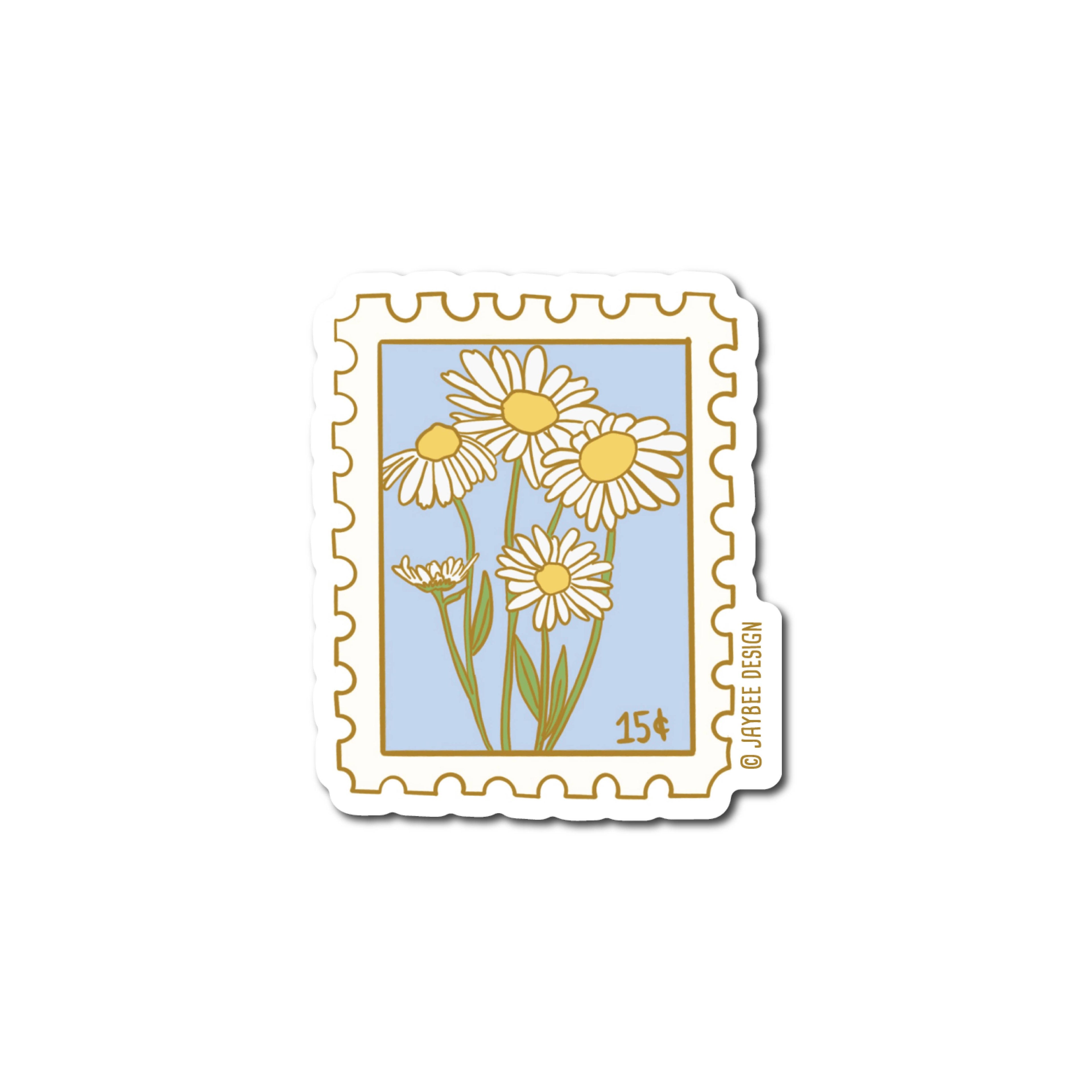 Daisy Postage Stamp Matte Vinyl Sticker