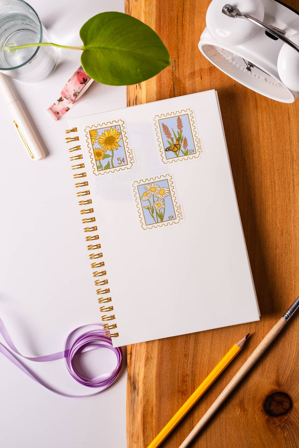 Sunflower Postage Stamp Matte Vinyl Sticker