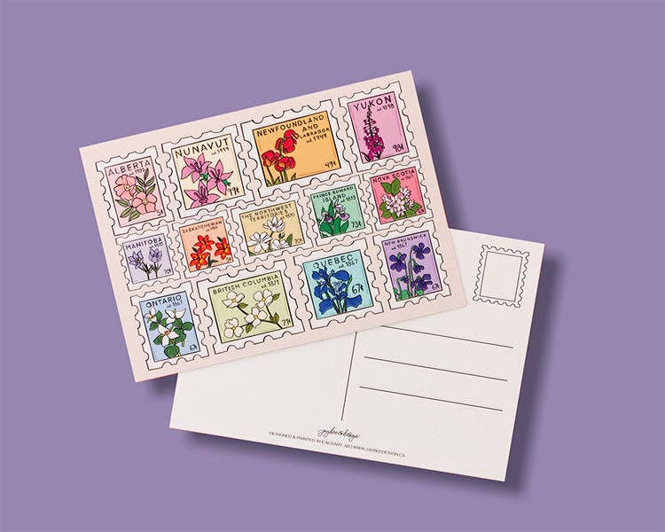 Canada Provincial Floral Postage Stamp Postcard